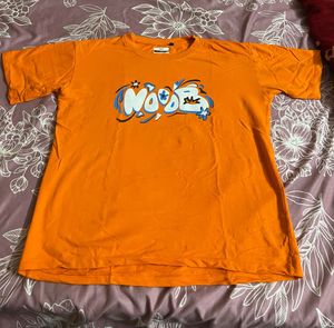 Unisex Down Shoulder Orange Graphic Tee