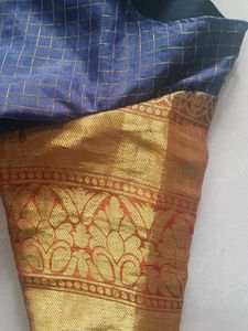 Navy Blue Silk Style Organza Kurti