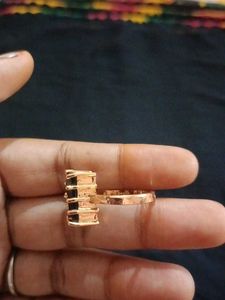 Golden Ring With Black Diamond Stone