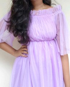 Lavender Tulle Off-Shoulder Dress
