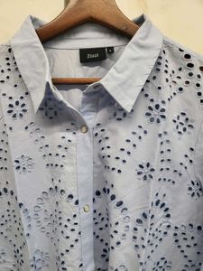 Cutwork  Light Blue Shirt