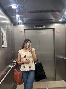Butterfly Embroidery Peplum Top
