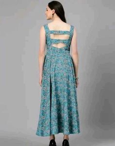 Blue Printed Maxi Dress