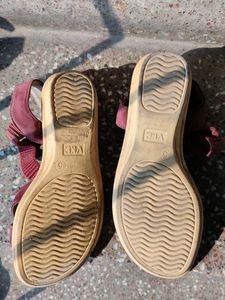 Maroon Sandals with Rhinestones