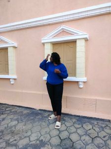 Blue Pullover &amp; Black Pants