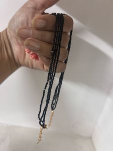 Black Bead &amp; Pink Stone Necklace