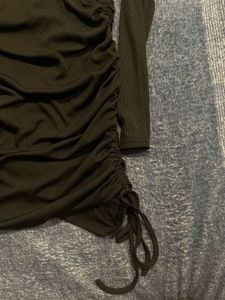 Black Ruched Long Sleeve Dress