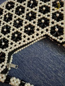 Black &amp; White Beaded Bag