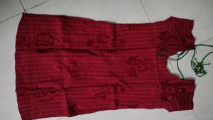 Punjabi Red Top Green Pant And Yellow Dupatta