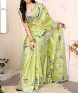 Elegant Green Warli Print Saree