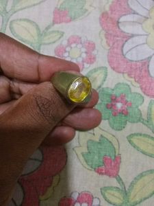 Nice Brass Pukhraj Stone Ring.