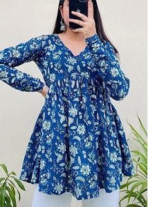 Jaipuri Brand New Indigo Print Kurti, Bust- 36/34