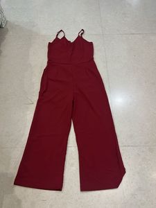 Burgundy Wide-Leg Jumpsuit
