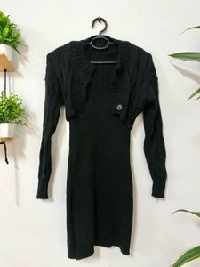 black bodycon dress with bolero