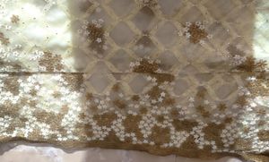 Cream Color Designer Saree With Redimade Blouse