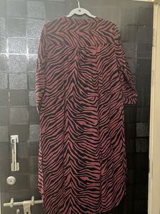 zebra striped midi dress