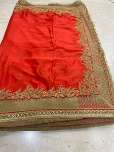 Gorgeous Red Golden Saree -Net Work