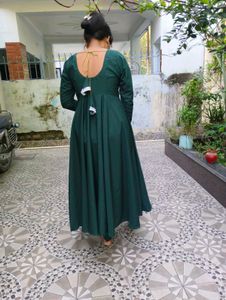 Elegant Green gown with churidar