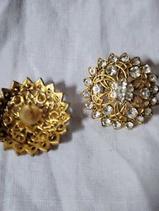 Vintage Rhinestone Floral Clip Earrings