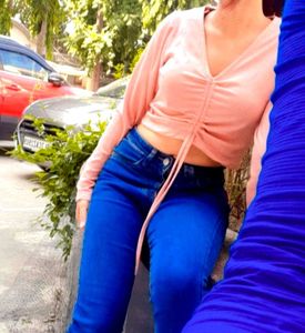 Set Of Two High Rise Jeans With Ribbed Top
