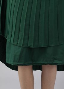 Elegant Green Pleated Dress