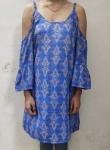 Blue Cold Shoulder Dress