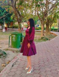 Elegant Purple Balloon Midi Dress with Cancan