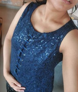 Blue Sequin Top (L)