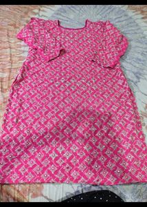 Pink Floral Embroidered Kurti