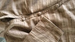 Khadi Brown Silk Kurta And Black Churidar