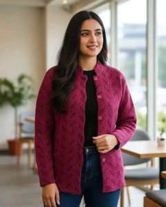 Stylish Pink Knit Cardigan