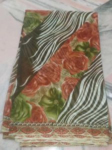 Floral and Zebra Print Saree