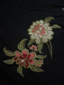 Floral Embroidered Denim Shorts