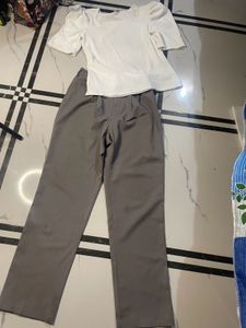 Combo Grey Trouser With White Top