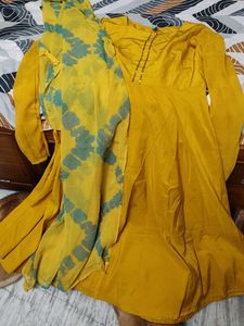 Mustard Yellow Anarkali Dress With Dupatta