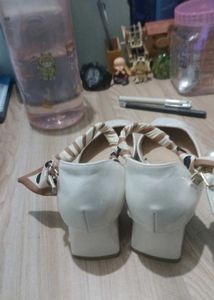 White Heels with Ribbon Detail