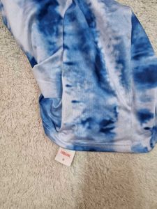 Urbanic Blue Tie-Dye Bodycon Long Sleeve Dress