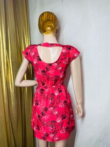 Pink Floral Print Mini Dress