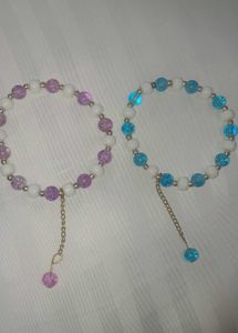 Duo Blue And Purple Crackle Beads Bracelet