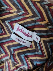 Fabindia Men Cotton Multi Colour Printed Shirt