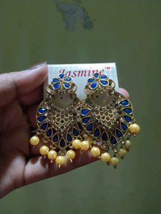 Jasmine Blue &amp; Gold Drop Earrings