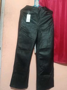 Faux Leather Wide Leg Pants
