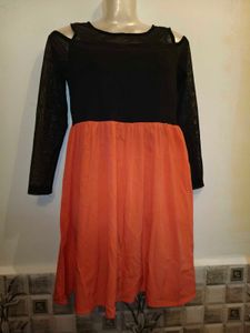 Chic Black &amp; Orange Dress Size Small/ Medium