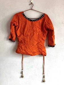Orange Colour Net Skirt And Top