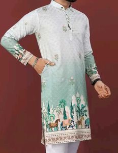 Ethnic Motifs Wooven Design Men&#39;s Kurta (Festive)
