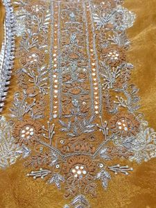 Mustard Pure Zardozi Silk suit