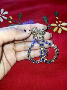 Blue Floral Drop Earrings