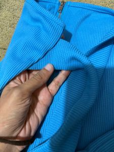 Ribbed Blue Party Top Urbanic