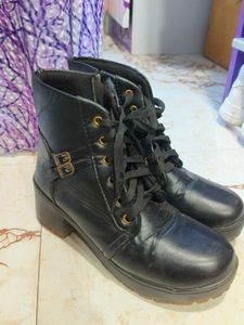 Black Lace-Up Ankle Boots