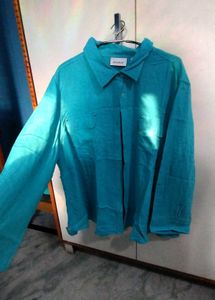 Blue Plus Size Full Sleeves Shirt
